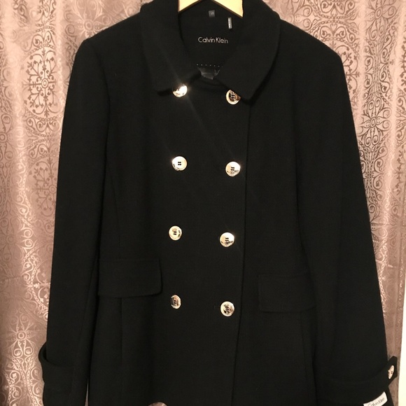 Calvin Klein Jackets & Blazers - Calvin Klein Black & Gold Coat Wool Blend Size 12